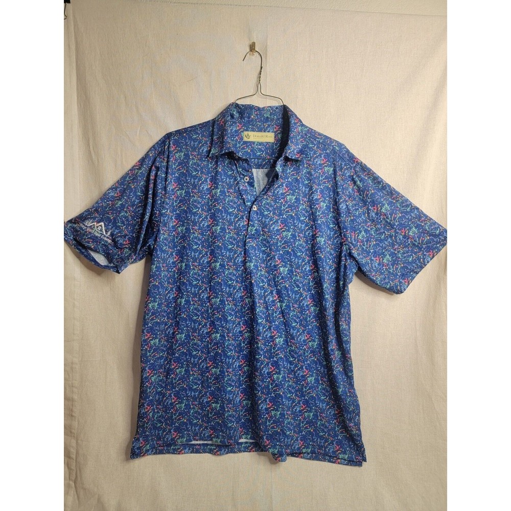 Donald Ross Polo Golf Shirt New West Realestate Logo Size L Tee Paint Splatter